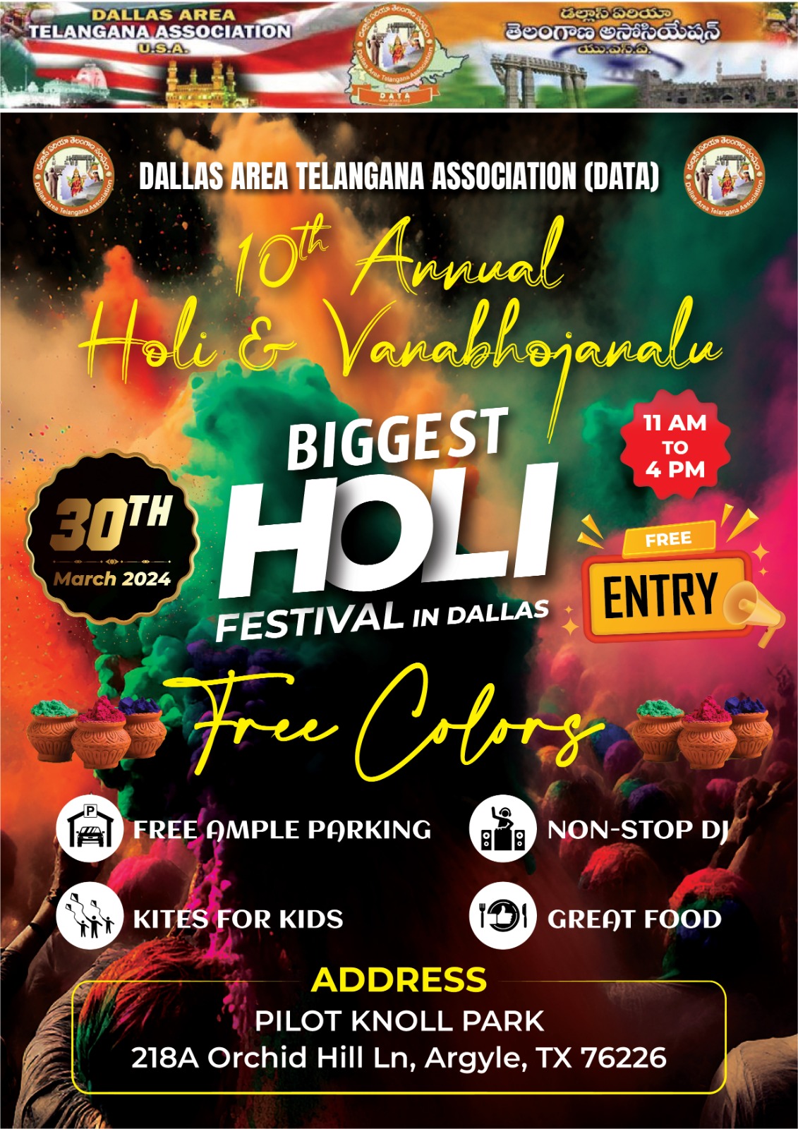 10th Annual Holi & Vanabhojanalu 